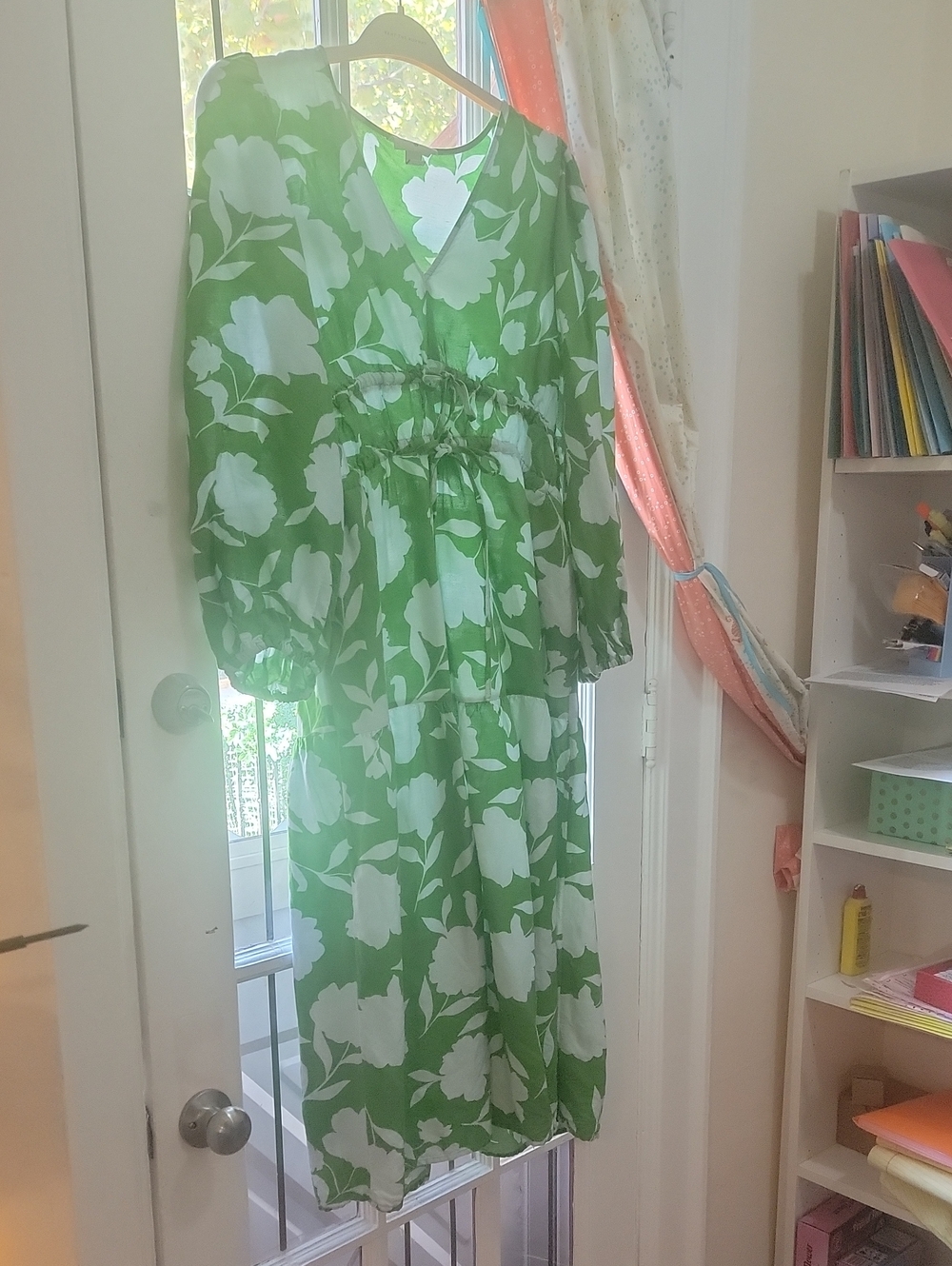 Kate SPADE X TARGET Green Floral Midi Dress with White Blossoms